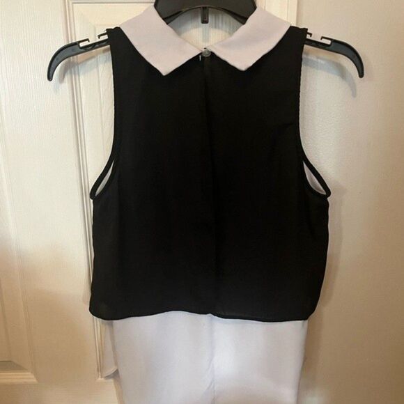 Trixxi Black & White Collared Sleeveless Blouse Size XS - Picture 3 of 5